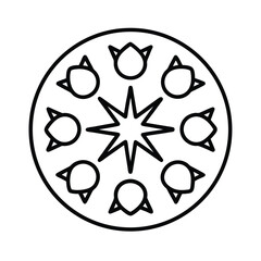 vector illustration of a circle of colorful flowers