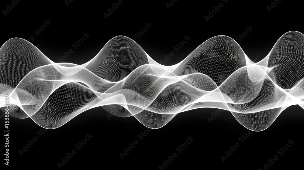 Poster abstract wave lines in black and white create minimalistic and modern aesthetic, evoking sense of fl