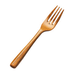 Handmade Wooden Fork Natural Wood Grain Finish isolated on transparent background, PNG
