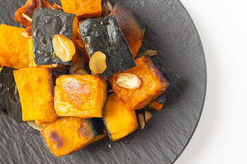 Roasted Kabocha Squash on a White Background