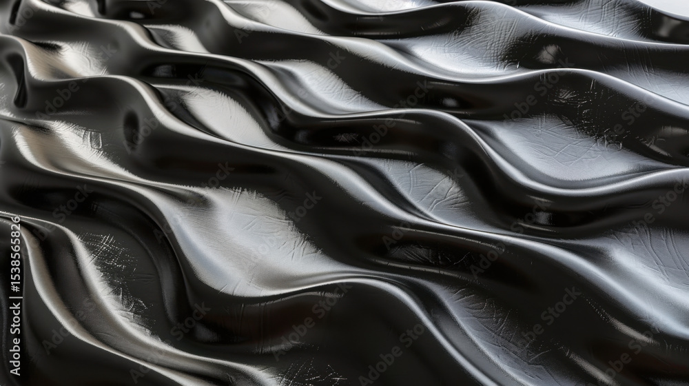 Poster smooth black fabric texture with flowing curves and soft waves creates visually striking appearance,