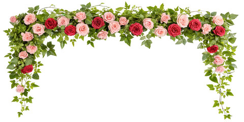 Garden Roses and Ivy Vines Flower, Cut Out