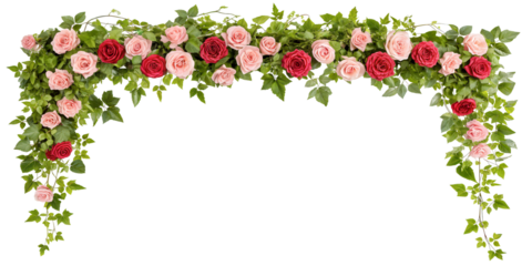 Garden Roses and Ivy Vines Flower, Cut Out