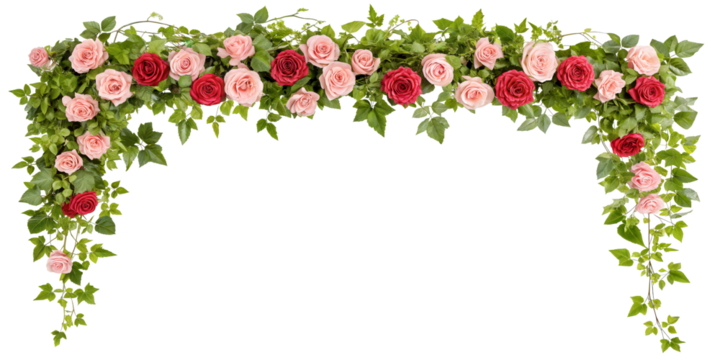 Garden Roses and Ivy Vines Flower, Cut Out