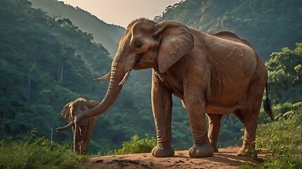 Obraz premium elephant on the mountain