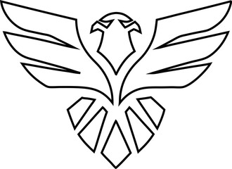 Soaring eagle outline design, ideal for team or educational logos.