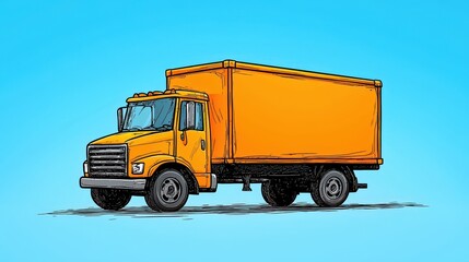 Orange Delivery Truck Pixel Art Illustration