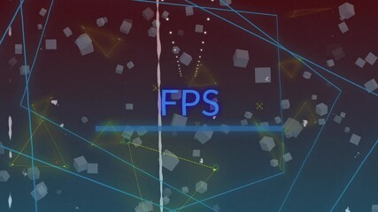 White dashed line appearing causing cubes drifting across grid while cyan bar sliding, FPS scaling - Powered by Adobe