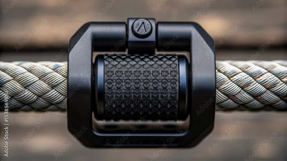 Poster innovative rope grip system rotating on a static rope