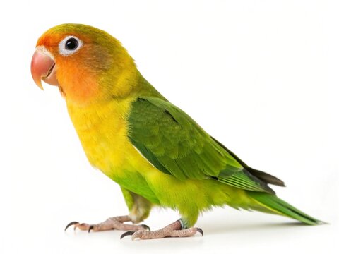 Vibrant Peach-faced Lovebird Posing on a White Background