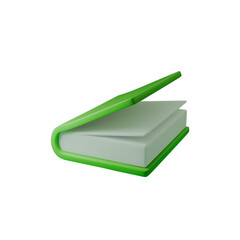3d Open green book vector illustration, perfect for education, literature, and knowledge-themed designs. Ideal for publishing, academic presentations, and creative projects.