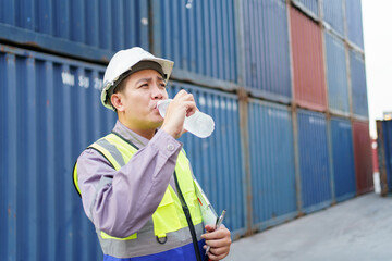 The image represents rest during labor, hydration, and the industrial logistics environment.