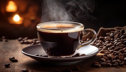 steaming cup of black coffee a rich and aromatic brew