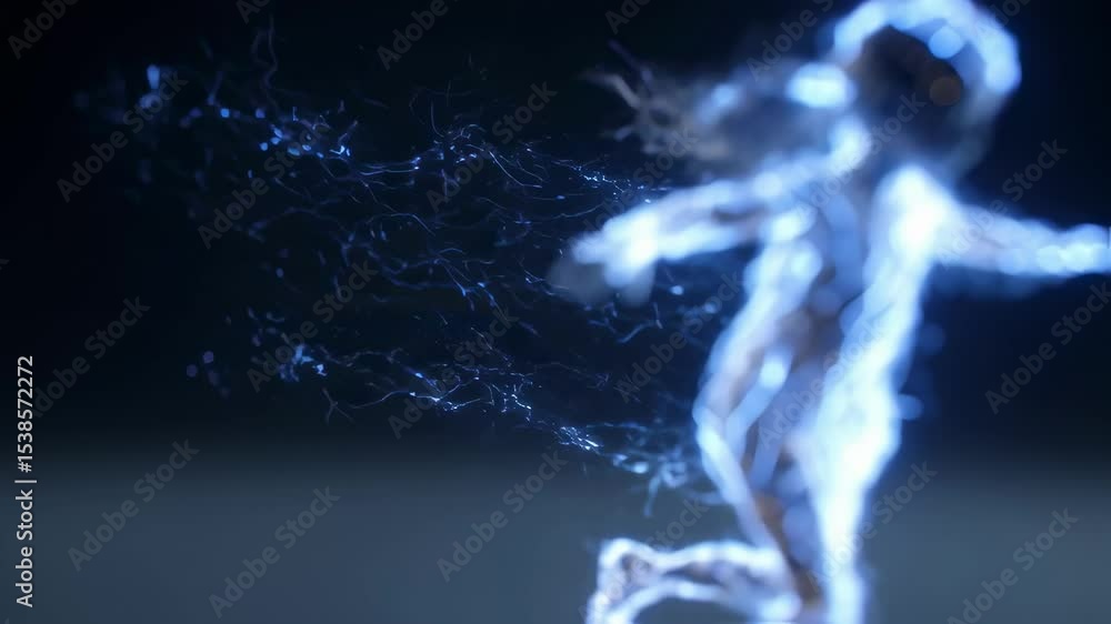 Poster energy flows through a transparent running child, symbolizing the hyperactivity and impulsivity asso