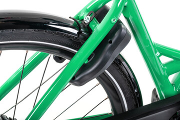 Studio shot of an installed locking device on a bicycle