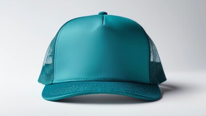 Side View Realistic Cap Mock Up In Scuba Blue Color is a high resolution hat mockup to help you present your designs or brand logo beautifully