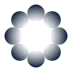 Asahi or morning sun, optical illusion. Flower like pattern with circularly arranged petals, with gradient from dark outside to light inside. The inner background is perceived brighter than the outer.