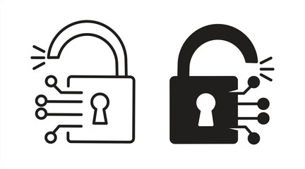 Digital lock icon, security symbol sign,eps 10 on white background, vector illustration.

