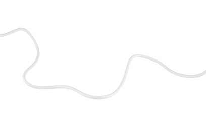 Piece of white electrical wire cable from the USB adapter isolated on a transparent background. Full depth of field. PNG.
