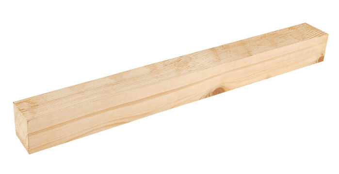 Pine wooden beam isolated on a transparent background. Full depth of field. PNG.