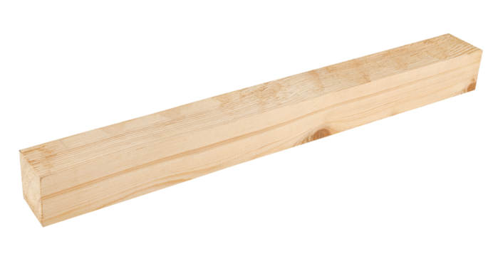 Pine wooden beam isolated on a transparent background. Full depth of field. PNG.