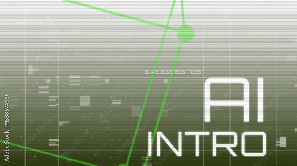 Poster starting green network rotating on grid, morphing ak inc into ai intro with numeric overlays