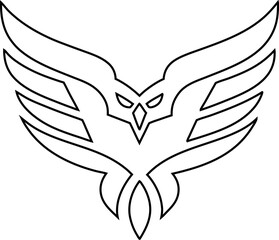 Eagle outline logo vector with bold lines and fierce expression.