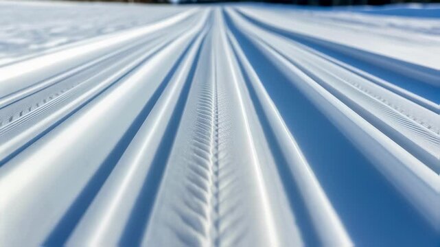 Perfectly groomed cross country ski tracks in pristine snow