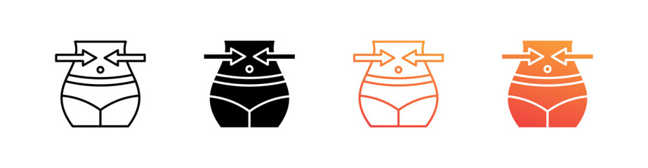 Lose Weight Multiple Style Icon Set Vector 