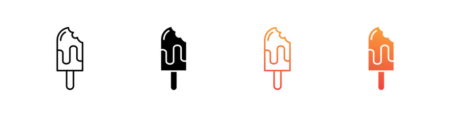 Ice Cream Multiple Style Icon Set Vector 