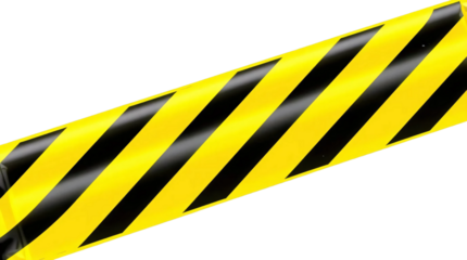 Black and yellow caution tape isolated on transparent background