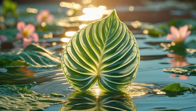 Dual-tone Calladium leaf with sunlight shimmer