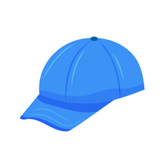 Blue baseball cap isolated on white background in flat style.