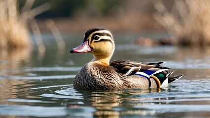 Adorable young duckling at the mallard pond