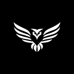 Eagle icon vector on black , strong symbol for logos or emblems.