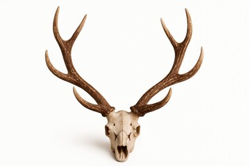 Spotted deer antlers displayed on a plain white backdrop