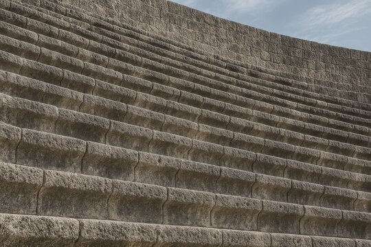 Ancient Amphitheater: Abstract Texture in Shades of Gray and Step-like Patterns