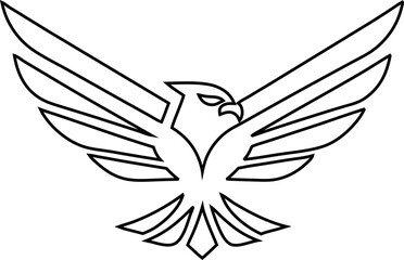 Outline Eagle logo vector, symbol of power, leadership, and pride.