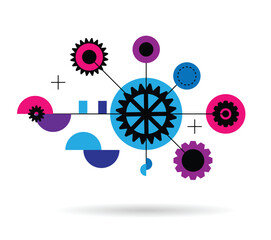 Gear Cogwheels Technological Abstract Graphics with Geometric Shapes. Graphic design elements and resources vector art