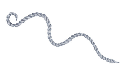 Rope in the form of a wave spiral. Gray rope clipart. Watercolor illustration. Hand drawn isolated art. Jute cord for navigation, sailing, fastenings, knots and nautical themes, rustic decoration