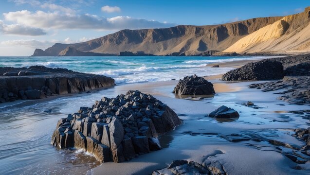 Stunning volcanic formations at a coastal paradise