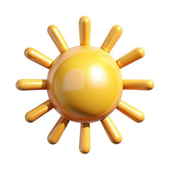 3d cartoon sun icon isolated on transparent background