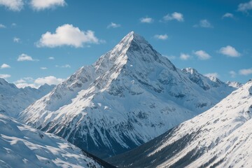 Stunning winter landscape featuring snowy peaks