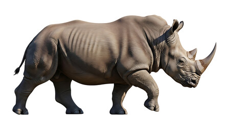 Obraz premium Rhino Walking Isolated on White Background Wildlife Animal