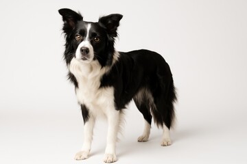 Fototapeta premium Border Collie posed against a plain white backdrop