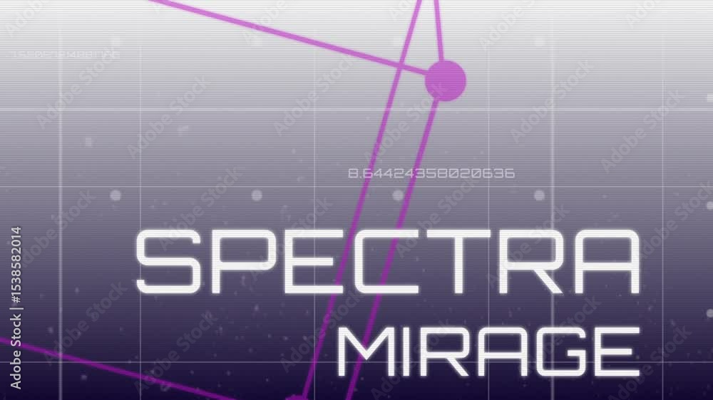 Poster opening showing rotating magenta network on grid updating values and revealing spectra mirage title