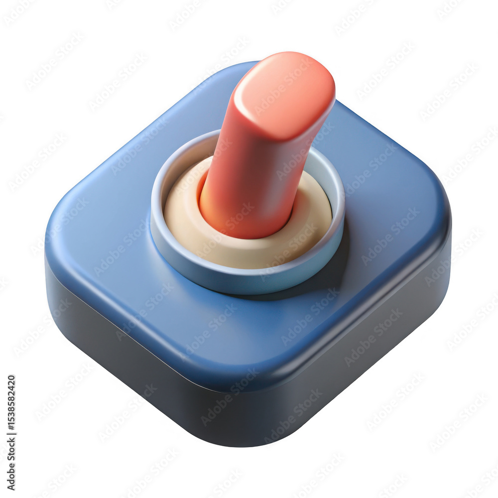 Aufkleber 3d render of a pastel colored joystick button isolated on transparent background