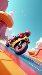 riding a motorcycle 3D character