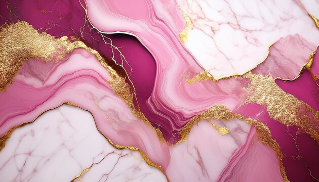 abstract pink marble background with golden ai generated
