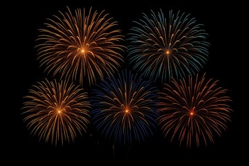 Fototapeta premium Vibrant and colorful fireworks illuminating a dark night sky